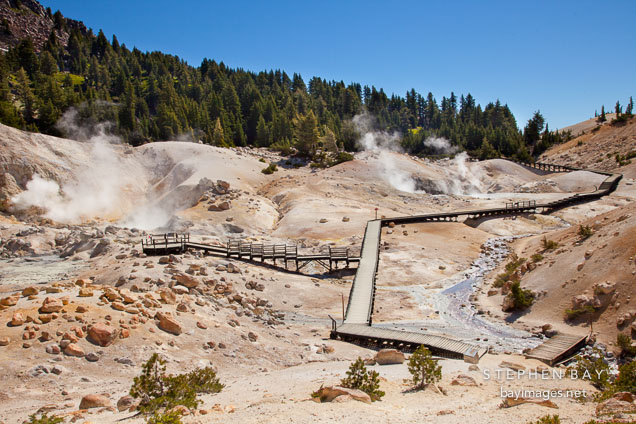 Boardwalk at Bumpass Hell. Lassen NP, California.
