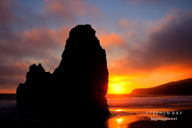 Sunset at Rodeo Beach. Marin County, California.