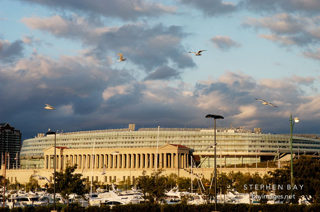 Soldier Field in the early morning. Chicago, Illinois, USA.