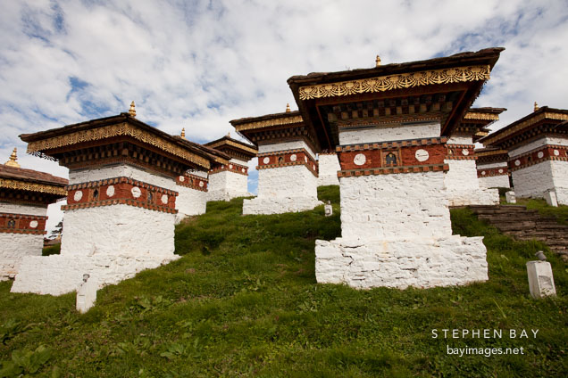 Several of the 108 chortens at Dochu La pass, Bhutan.