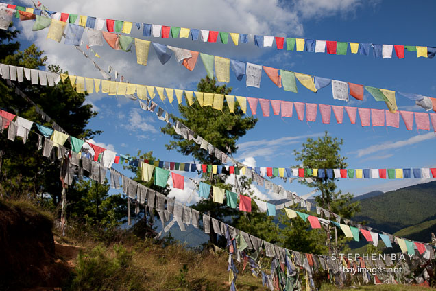 Prayer flags at Sangay Gang. Thimphu, Bhutan.