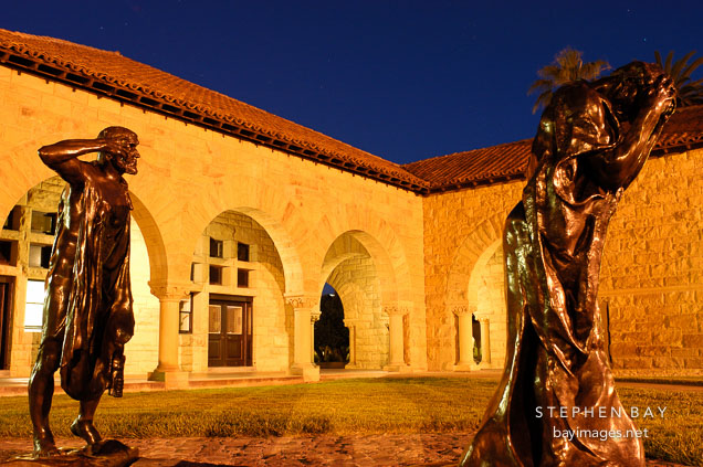 The Burghers of Calais are spaced apart at Stanford University. Stanford, California.