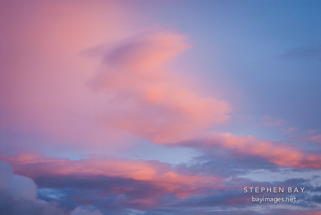 Sunset clouds with a pink glow. Monteverde, Costa Rica