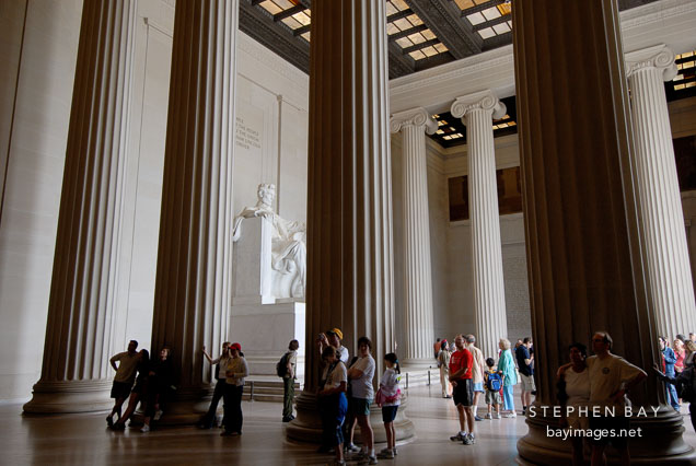 Tourists at the Lincoln Memorial. Washington, D.C., USA.