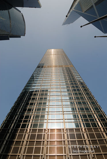 Looking upward at the Cheung Kong Centre. Hong Kong, China.