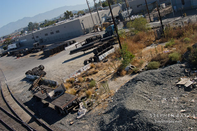 Tracks near the Los Angeles river. Los Angeles, California, USA.