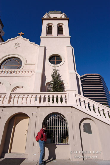 Visitor to St. Mary's Basilica. Phoenix, Arizona, USA.