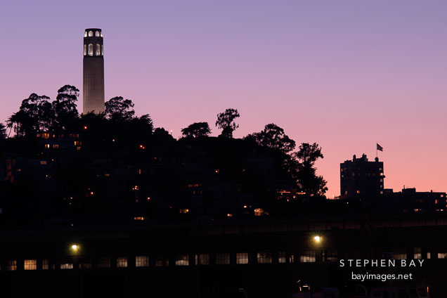 Coit Tower at twilight. San Francisco, California.