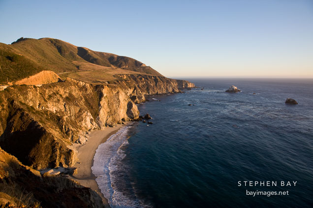 Late afternoon light on the Big Sur Coastline. Big Sur, California, USA.