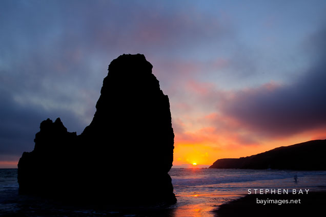 Last light at Rodeo Beach. Marin County, California.