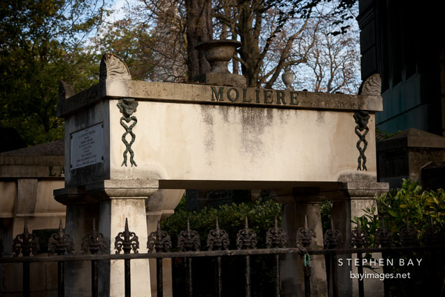 Moliere's grave in Pere Lachaise cemetery. Paris, France.