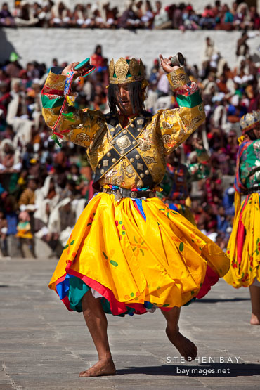 Pacham dancer. Thimphu tsechu, Bhutan.