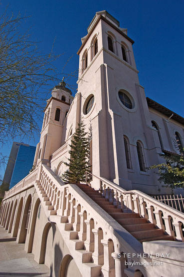St. Mary's Basilica and stairs. Phoenix, Arizona, USA.