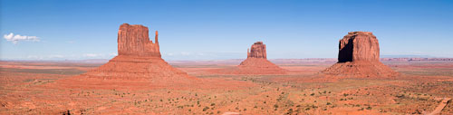 Panorama of the Mittens and Merrick Butte. Monument Valley, Arizona. - Photo #22101