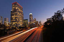 Harbor Freeway (110) and downtown skyline. Los Angeles, California, USA. - Photo #8020