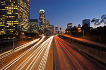 Harbor Freeway (110) and downtown skyline. Los Angeles, California, USA. - Photo #8028