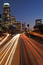 Harbor Freeway (110) and downtown skyline. Los Angeles, California, USA. - Photo #8033