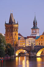 Charles Bridge tower at night. Prague, Czech Republic. - Photo #29939