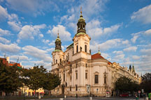 Sunrise on Saint Nicholas Church in Old Town Square. Prague, Czech Republic. - Photo #30140