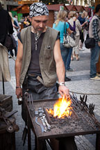 Blacksmith heating metal. Prague, Czech Republic. - Photo #30049