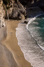 Waterfall at McWay Cove and sandy beach. Big Sur, California, USA. - Photo #17064