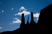 Silhouette of Three Sisters. Monument Valley, Arizona. - Photo #18771
