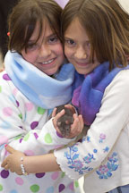 Brittney and Maegan Wilkerson, aged 7 and 8, hold their pet rat Norman. The Wonderful World of Rats, San Mateo, California. - Photo #5995