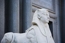 Egyptian style male sphinx in front of the Stanford Mausoleum. Stanford University, Californa. - Photo #16698